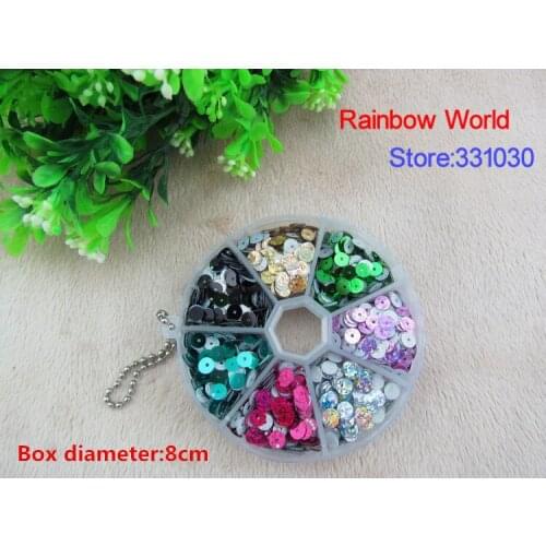 Mixed 7 colors(600pcs/color) PVC Paillette 5mm sequins with back glue for DIY Glitter sewing craft clothes accessory decoration