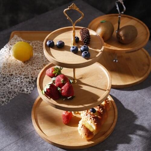 2/3 Tiers Fruit Plate With Wood Holder Snacks Candy Serving Plate Bowl Kitchen Organizer Rack Party Food Serving Display Tray