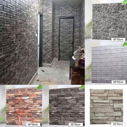10PCs 3D Three-dimensional Wall Sticker 35*38cm Living Room TV Background Wall Sticker Self-adhesive Brick Pattern Wallpaper