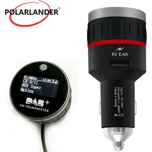 Tuner Receiver FM Transmitter With Converter Plug-and-Play Knob Car DAB Radio Cigarette Lighter With 5V 2.4A A USB Part