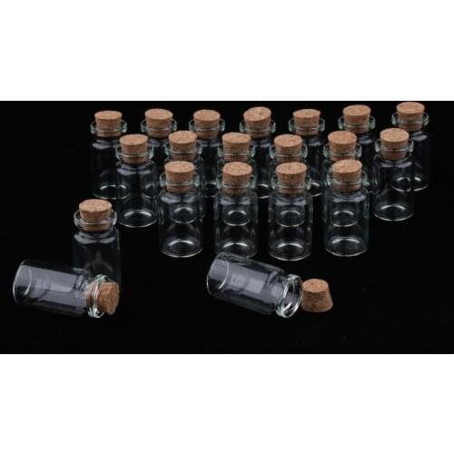 Pack of 20 Small Mini Glass Jars with Cork Stoppers, 0.7x1.5 inch Super Cute Tiny Glass Bottles for Crafts Decoration