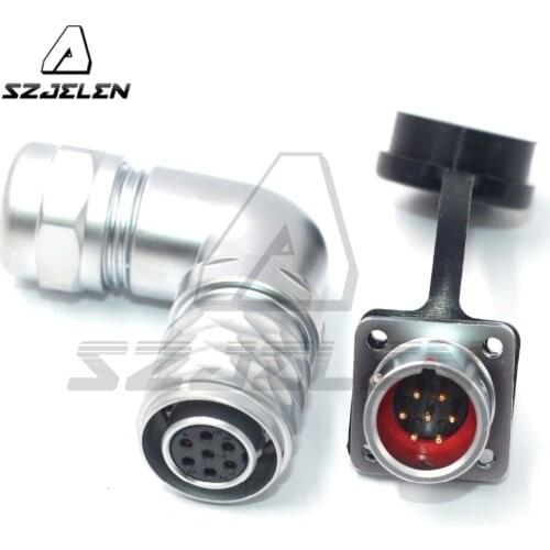 WEIPU SF12 7pin Flange Elbow Waterproof Connector Male and Female,Aviation Cable connector plug and socket 7pin SF12 Series