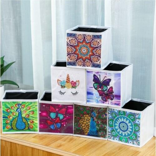 Diamond Painting Storage Box peacock DIY Cross Stitch Embroidery Case Diamond Art Storage Bags Foldable Kit Storage Boxes