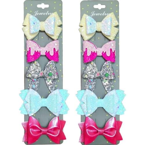 10PCS/LOT Lovely BOW Sequin Girls Clip Bows Child Hair Tie Knot Creativity Handmade Hairpins Fashion Hair Accessories For Kids