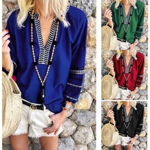 Summer 2020 new national stripes V-neck Three Quarter sleeve casual womens Korea T-shirt streetwear long sleeve shirt XX017