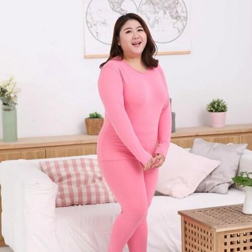 Women Thermal Clothing Thick Warm Underwear Suit Pure Cotton O Neck Seamless Plus Size 6XL Long Johns Underwear for Winter
