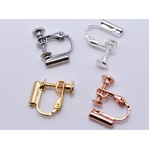 1 Pair Earrings Adapter Clip On Non-pierced Rotate Screw Back Brass Metal Findings DIY Stud Ear Clips Converters Earring Making