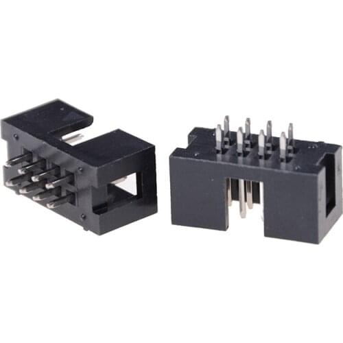 10PCS/Lot DC3 6/8/10 Pin Double Row Pitch 2.54mm Double-spaced Straight Pin Male IDC Socket Box Header Connector Wholesale