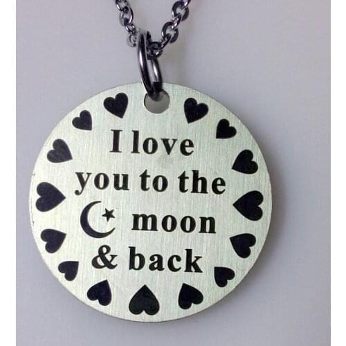 10pcs/lot Stainless Steel i love you to the moon and back letter pendant necklace