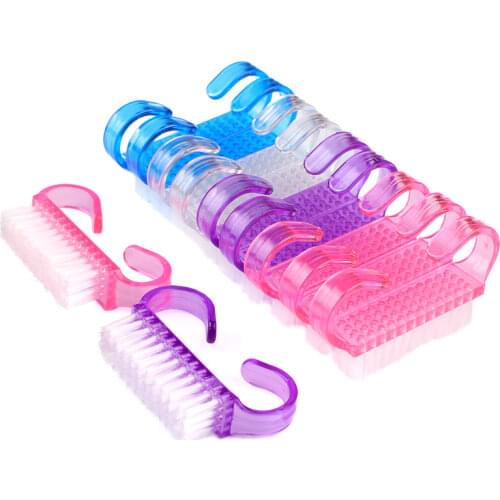 10pcs Plastic Nail Cleaning Brush Nail Dust Soft Remover For Nail Care Small Angle Mix Color Manicure Pedicure Nail Salon Tools