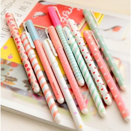 10pcs Rainbow Floral Stripes Gel Pens Set 0.5mm 10color Ink Ballpoint Writing Drawing School Student Stationery Supplies H6230