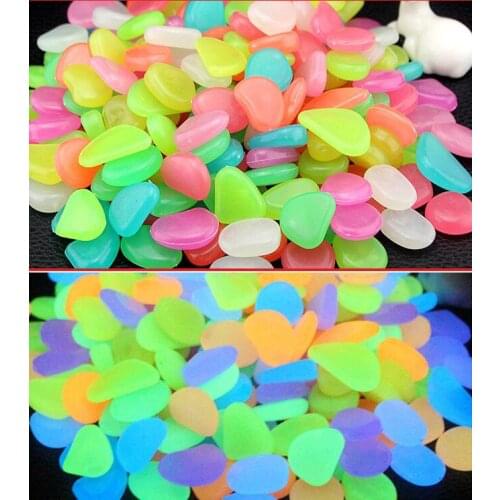 100pcs Luminous Stones Glow In The Dark Garden Walkways Plant Yard Decor Artificial Pebble For Aquarium Fish Tank Decoration