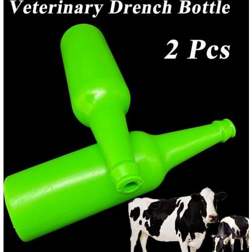 2PCS Veterinary Drug Dispenser Bottle Plastic Feeding Drenching Drencher Drench 500ML For Livestock Cattle Sheep Horse Donkey