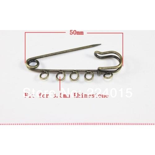 20pcs/lot 50*16*3.5mm Fashion Vintage Antique Bronze 4-strand French Brass Brooch Findings Fit 3.5mm Rhinestone