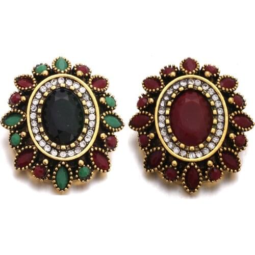 5pcs/lot New 18mm Snap Jewelry Big Rhinestone Vintage Flower Metal Snap Buttons fit 18mm Snap Bracelet Earrings Women Necklaces