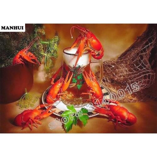 5D Diamond Mosaic lobster Handmade Diamond Painting Cross Stitch Kits Diamond Embroidery Patterns Rhinestones Arts BAC026