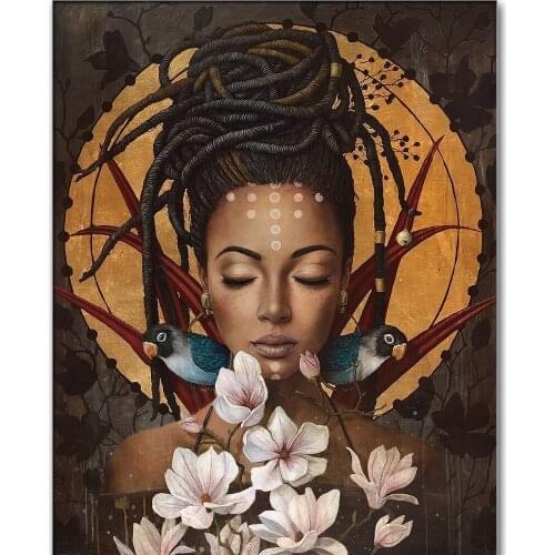 Africa girl diamond painting full square/round drill 5d diy mosaic diamond embroidery icon woman and bird wall art