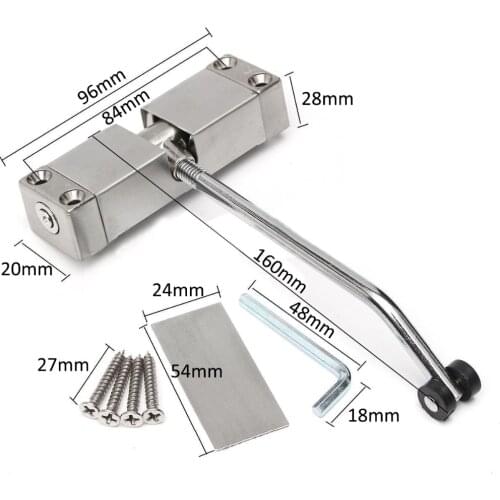 Automatic Mounted Spring Door Closer Stainless Steel Adjustable Surface Door Closer 160x96x20mm