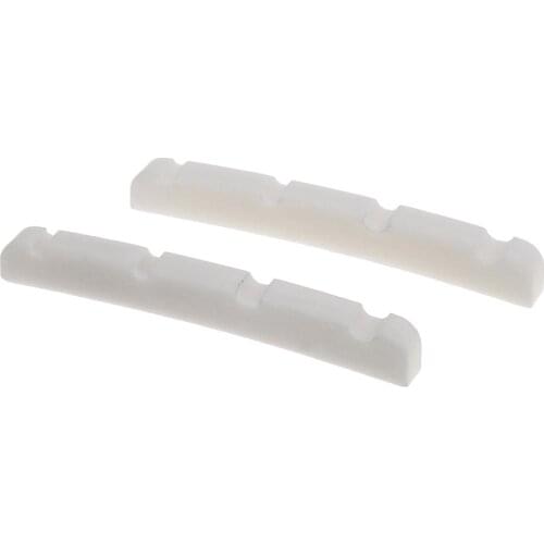 Musiclily Pro 39.47mm Slotted J Bass Bone Nut Curved Bottom for 4-String Fender Style Jazz Bass, Ivory (Set of 2)