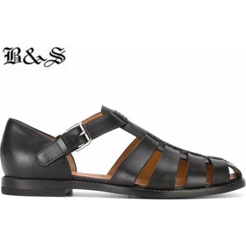 Black Street Men's Leather Sandals