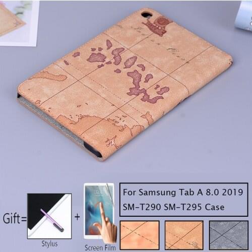 Retro World Map Case For Samsung Galaxy Tab A 8 inch 2019 T290 SM-290 SM-T295 Tablet Leather Stand Case Flip Cover Smart Fundas