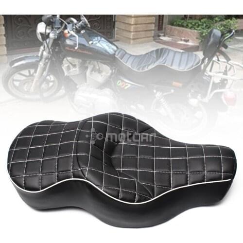 Black Motorcycle Solo Thicker Square Leather+Soft Foam Style Rear Pillion Low-Pro Seat for Harley XL883 XL1200 N Sportster 05-13