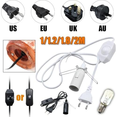 Black/White 1/1.2/1.8/2M Cord ON/OFF Switch Lamp Base Himalayan Salt Lamp Electric Power US/EU/UK/AU Plug