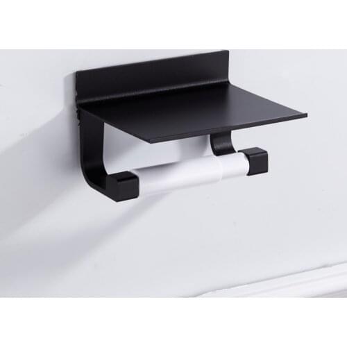 Paper Towel Holder Wall Mount Spice Rack and Phone Shelf Bathroom Tissue Roll Stand Stainless Steel Toilet Paper Holder