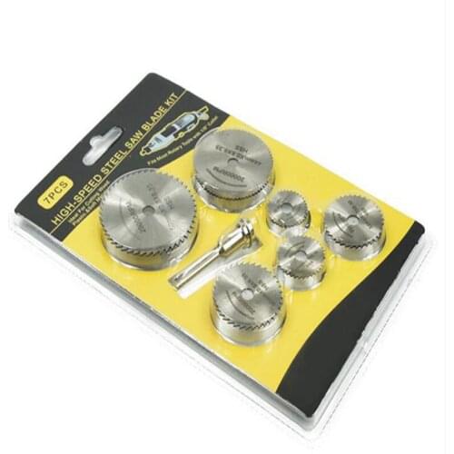 6 Saw Blade +1pc Pole Hss High-Speed-Steel Circular Rotary Wheel Discs Mandrel For Metal Dremel Tools Wood Cutting