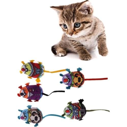 Pet Toy Fat Cat Kitten Teaser Toy Colorful Mouse Cat Toy With Catmint Catnip