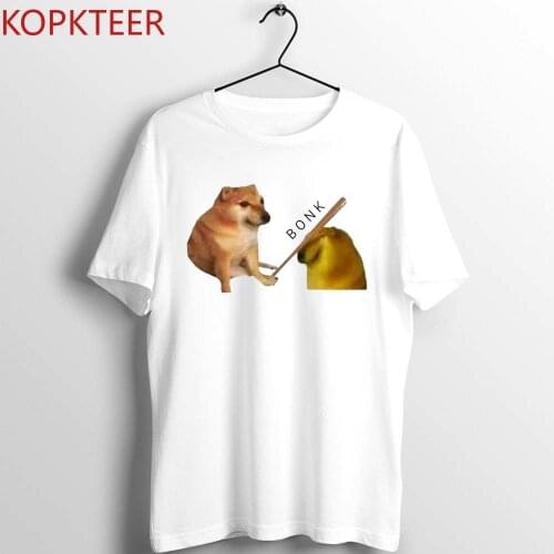 Cute Dog Print Kawaii T-shirt Unisex Men Women White T Shirt Bonk Meme Doge Funny Painting Cartoon Tee Graphic T Shirts