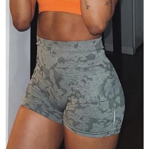 Adapt Camo Seamless Gym Shorts Women High Waist Tummy Control Fitness Running Sports Shorts Squat Proof Yoga Booty Shorts