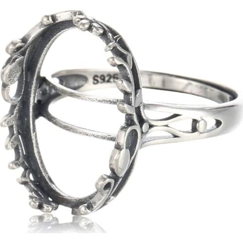 Ring Setting for 13x18mm Oval Cabochons Ring Blank Thai Sterling Silver Adjustable Ring Base SR0054