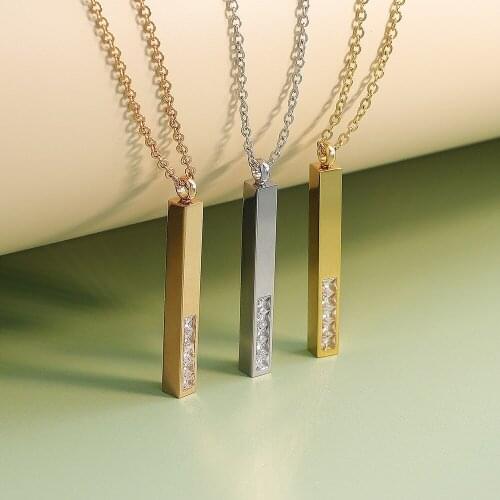 Personalized Choker Necklace For Women Female Stainless Steel Three-Dimensional Bar Pendant Necklace Jewelry Mothers Day Gift