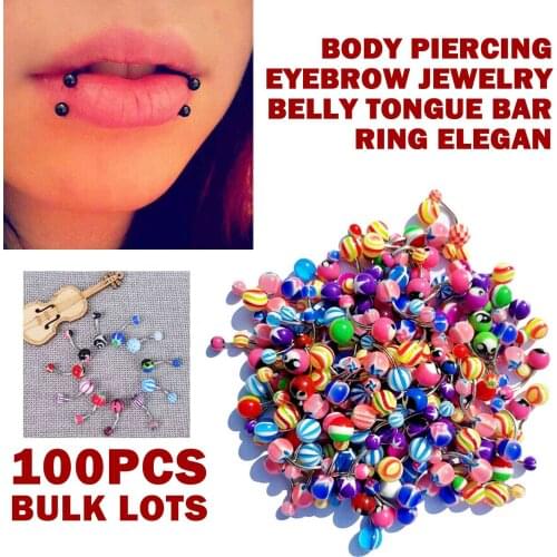 50/100pcs Set Unisex Multicolor Body Lip Piercing Button Ring Navel Barbell Jewelry Sexy Belly For Women Men