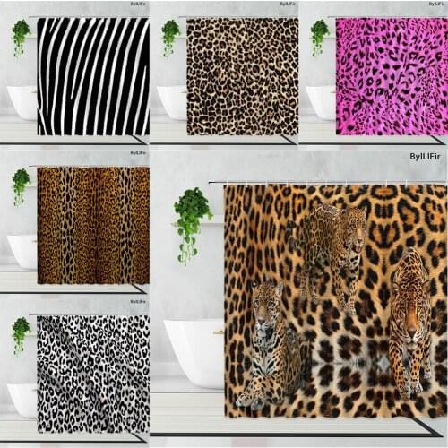 Brown Leopard Shower Curtain Fashion Cheetah Zebra Pattern Home Decor Background Bathroom Waterproof Bath Curtain Bathtub Screen