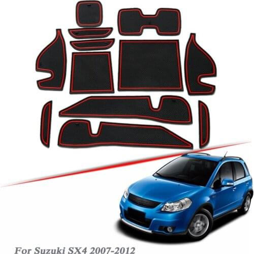 13pcs Car Styling For Suzuki SX4 2007-2012 Latex Gate slot pad Interior Door Groove Mat Non-slip dust Mat Interior Accessories