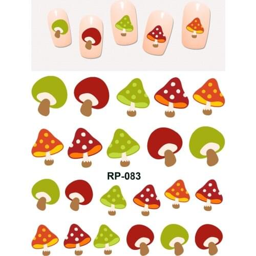 NAIL ART BEAUTY WATER DECAL SLIDER NAIL STICKER CARTOON CUTE MUSHROOM AUTUMN LEAF BIRDS FLOWER FRUIT OWL FOX RP079-084