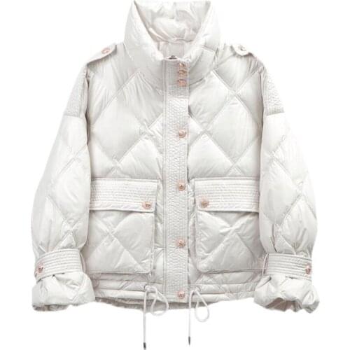90% Ultra Light Women White Duck Down Jacket Winter Parka Loose Short Warm Down Jacket Female Pockets Casual Women Outwear