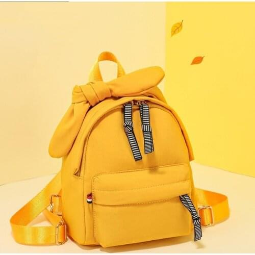 Lightweight Nylon Female Small Backpack Cute Bow Travel Daypack Mini Shoulder Bag
