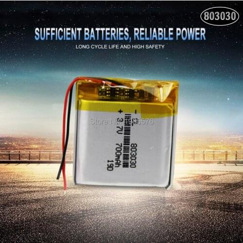3.7V 700mah 803030 Lithium Polymer LiPo Rechargeable Battery For Smart Watch MP3 MP4 MP5 DIY Toy LED Light navigator Li-ion cell