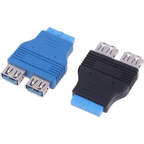 Motherboard 2 Ports USB 3.0 A Female to 20 Pin Header Female Connector Adapter USB 3.0 Compatible Data Transfer Rate of 4.8 Gbps