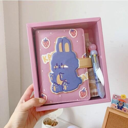 Cute Girl Diary Notebook 80 Sheets A6 Spiral Binder Notebook Journal Kawaii Loose-leaf Creative Notebook Stationery Set Gift