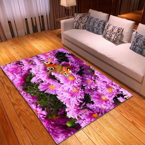 Fashion Rose/Butterfly Pattern Rug 3D Print Home Decor Carpets for Living Room Bedroom Floor Mat Valentines Day Party Area Rugs