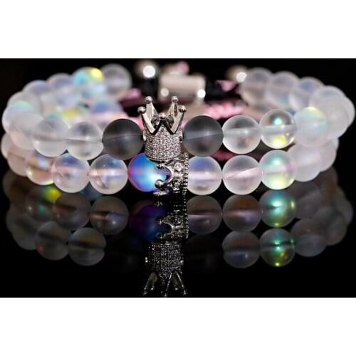 Trendy Fashion Women Crown Couple Bracelet Classic Glitter Moon Stone Charm Lover Bracelets & Bangles For Men