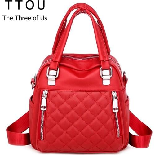 2020 Fashion Women Backpack High Quality Pu Leather Bag Soft Pu Leather Large Capacity Yellow Multifunctional Student Schoolbag