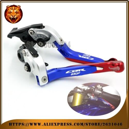 Motorcycle Adjustable Folding Extendable Brake Clutch Lever For HONDA CBR650F CBR650 2014 2015 2016 2017 Silver+red CNC racing