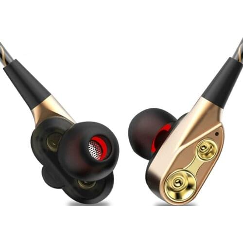 High Bass Headsets Sports Earphones Dual Drive Stereo In-Ear Wired Earphone With Microphone Computer Earbuds For Cell phone