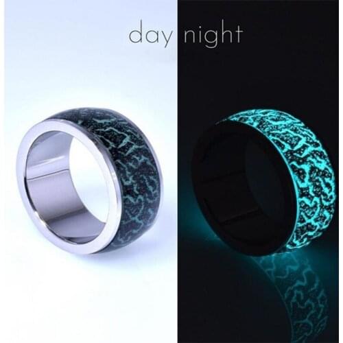 Stainless Steel Luminous Finge Ring for Men Women Glowing In Dark Jewelry Gift Accessories LXH