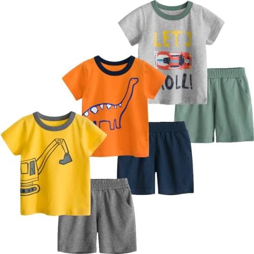2020 new childrens short sleeve T-shirt set cotton T-shirt boys and girls top childrens T-shirt summer suit top clothing